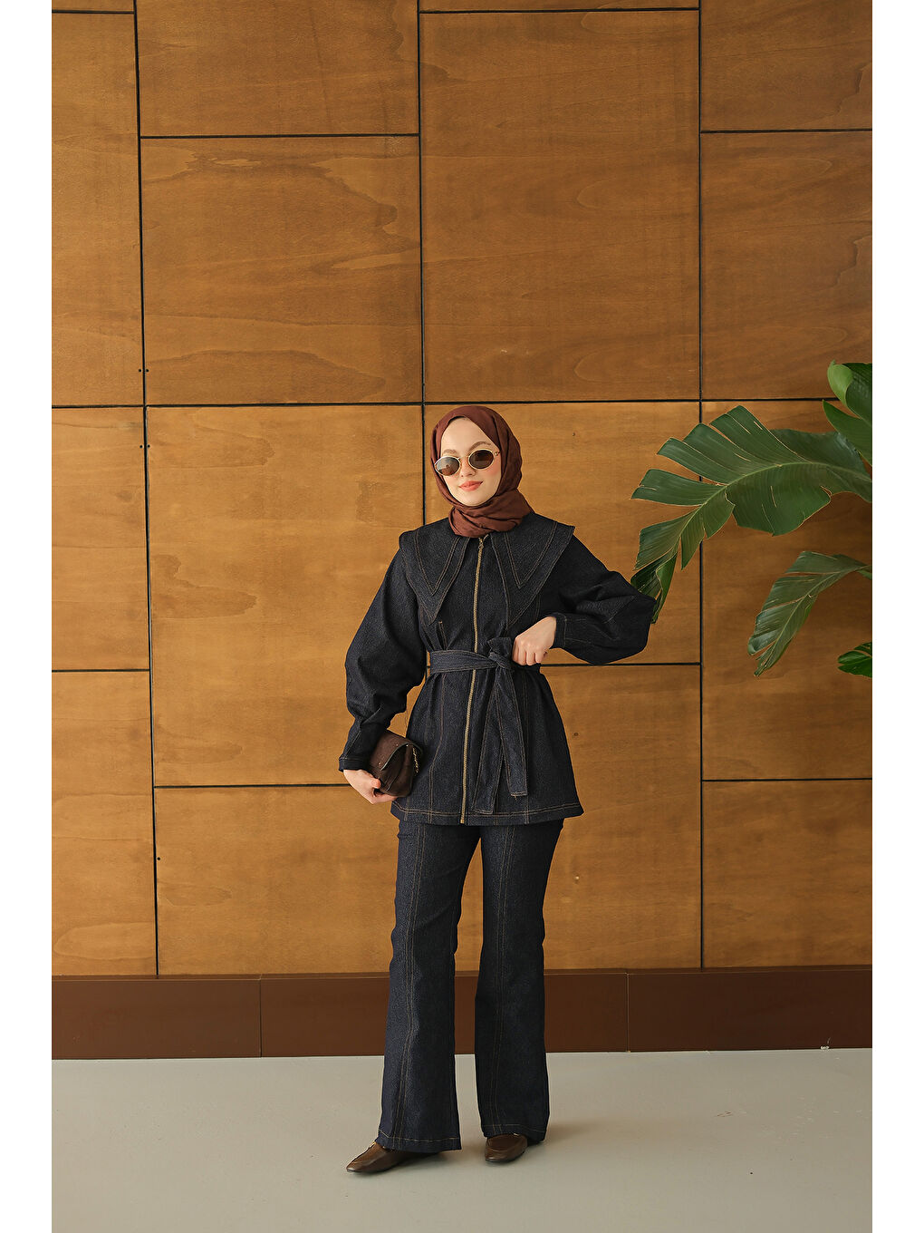 Kadın Fermuarlı Jean Takım Lacivert-3