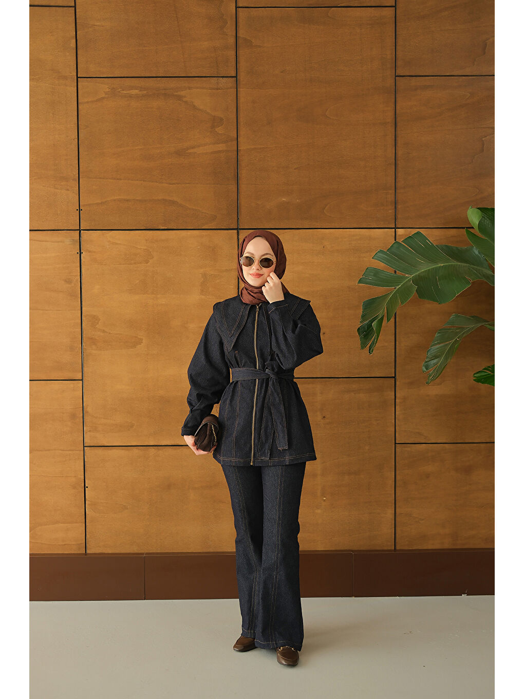 Kadın Fermuarlı Jean Takım Lacivert-4