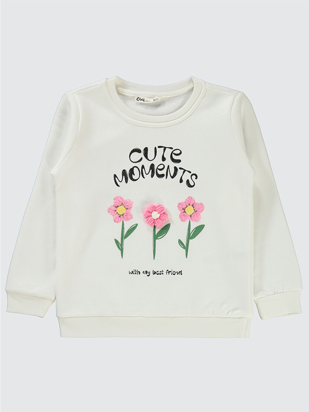 Civil Ekru Girls Kız Çocuk Sweatshirt 6-9 Yaş Ekru