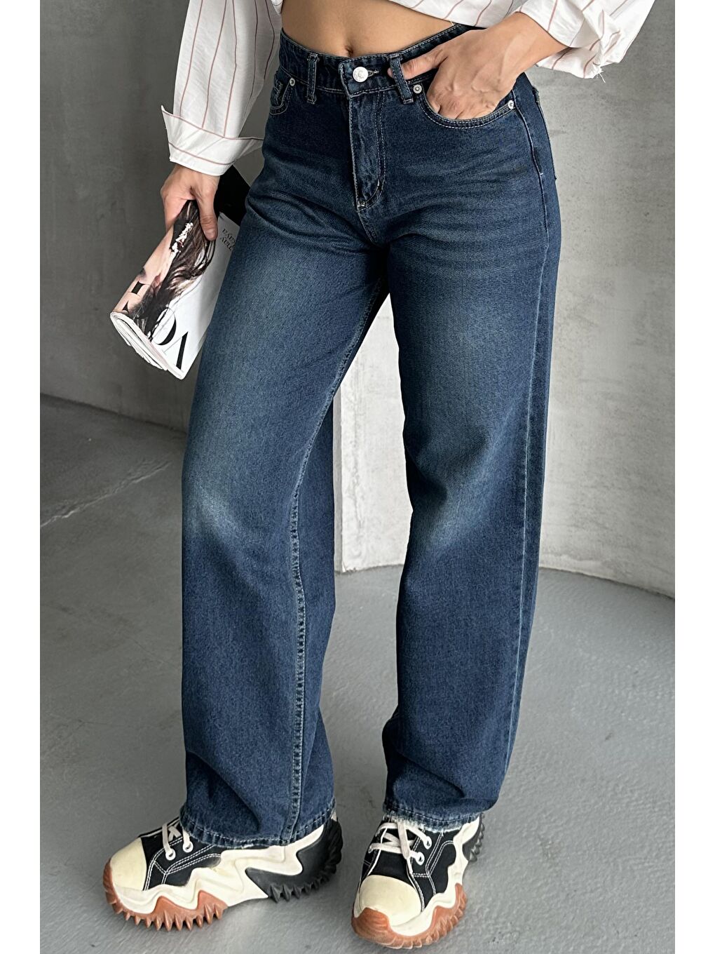 Palazzo Pantolon Koyu Mavi - 27358-1