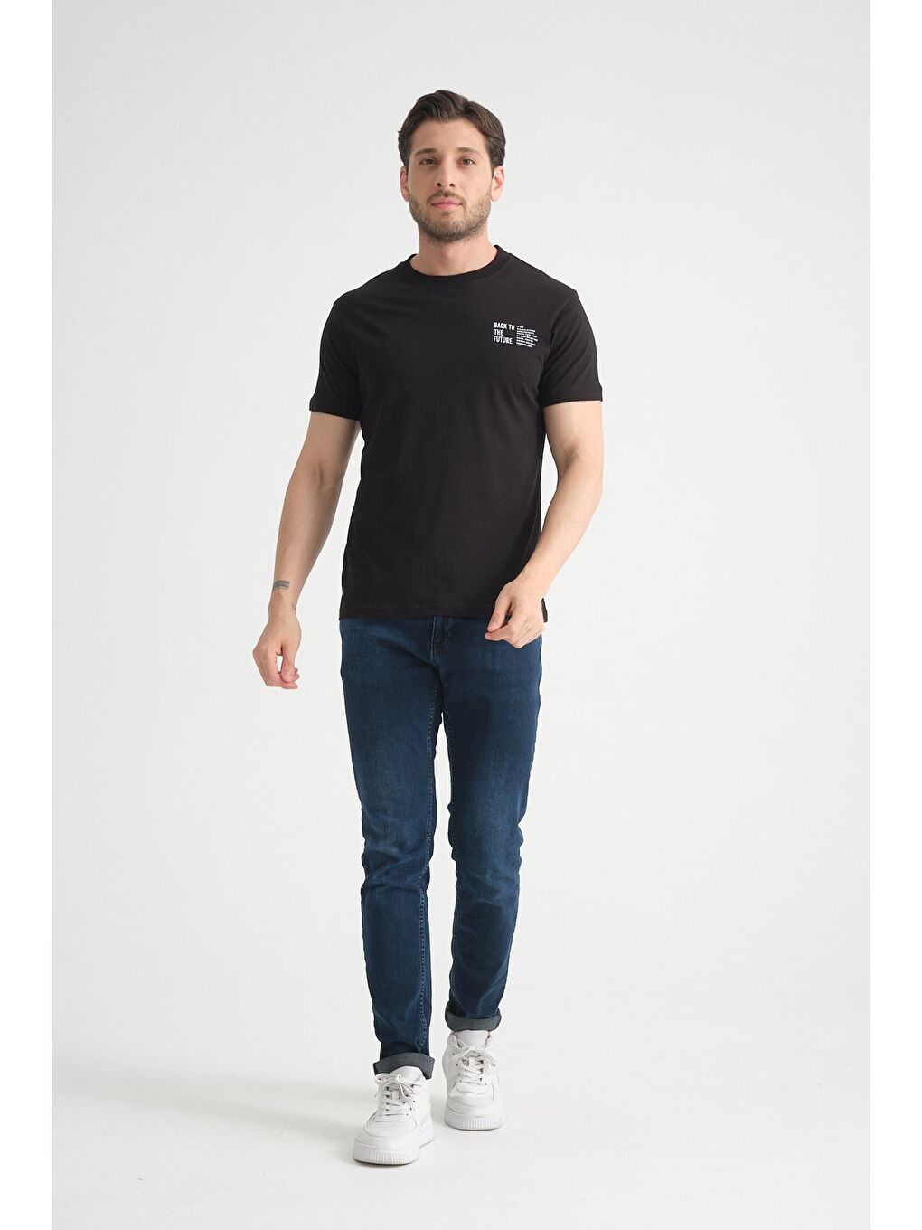 Siyah Shooter Erkek Pamuklu T-Shirt Premium Kalite Minimal Tasarım Regular Kalıp-2