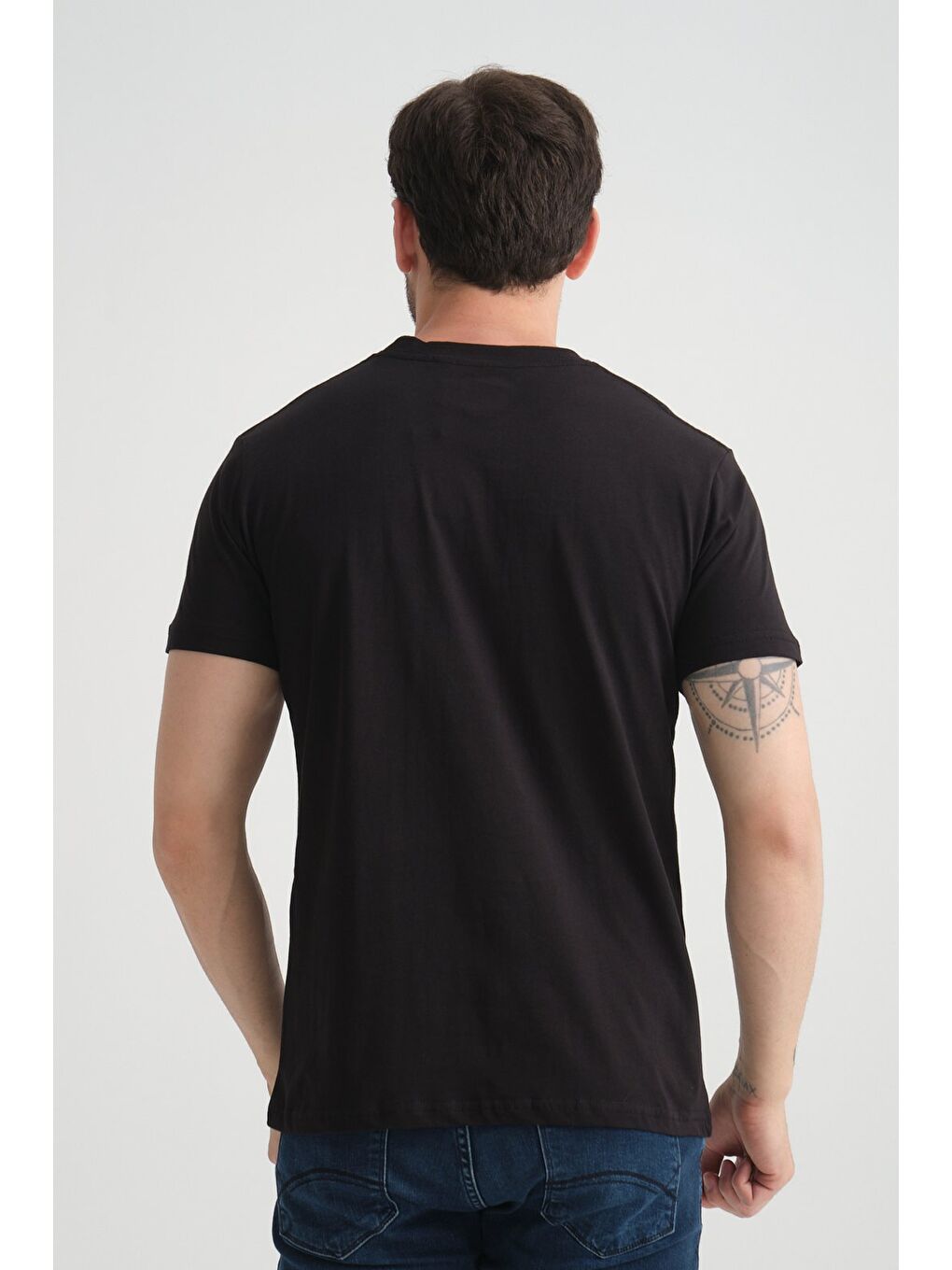 Siyah Shooter Erkek Pamuklu T-Shirt Premium Kalite Minimal Tasarım Regular Kalıp-7