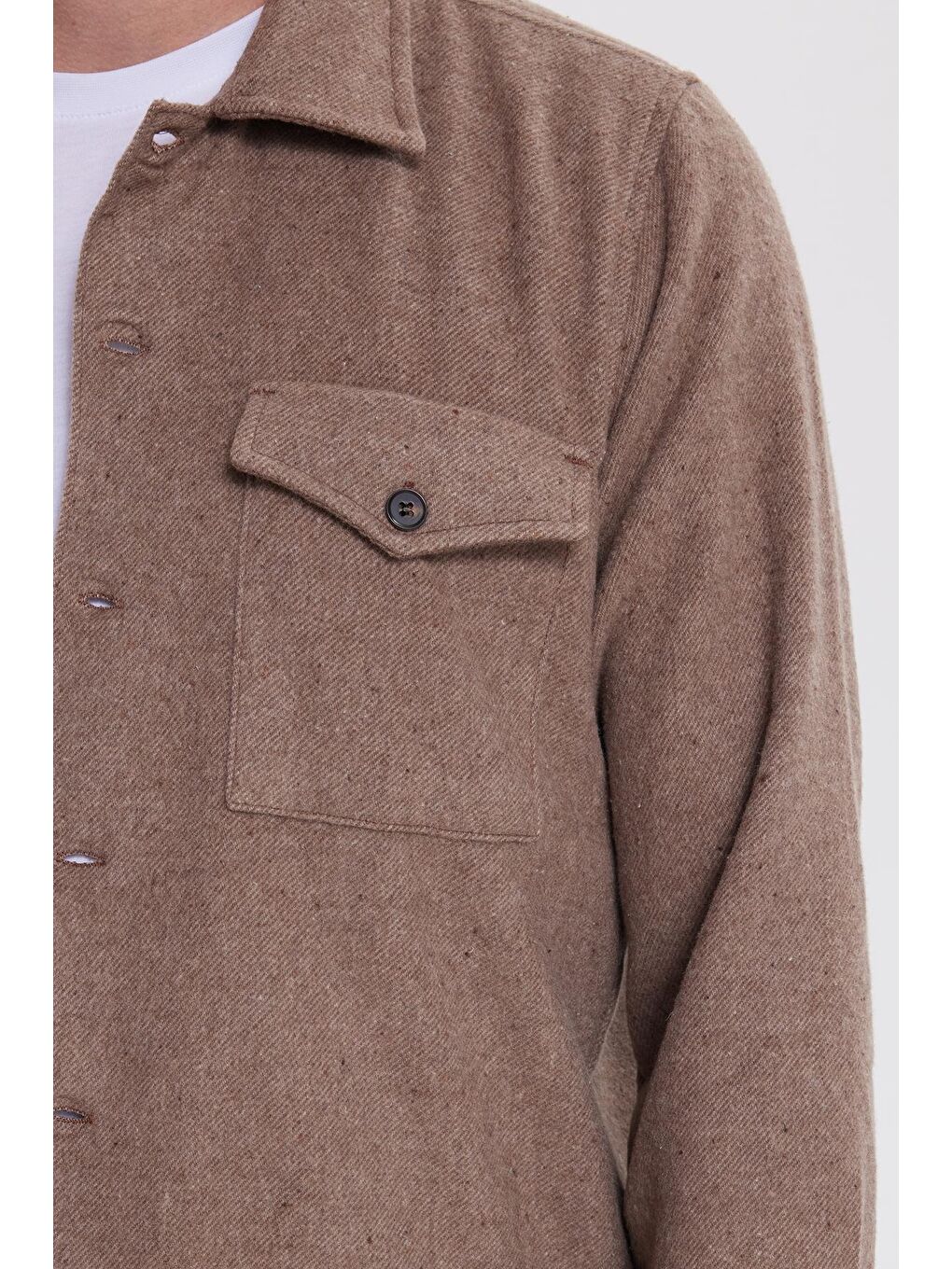 Kahverengi Erkek Regular Fit Rahat Kesim Kapaklı Çift Cep Kışlık Oduncu Açık Kahve Gömlek-2