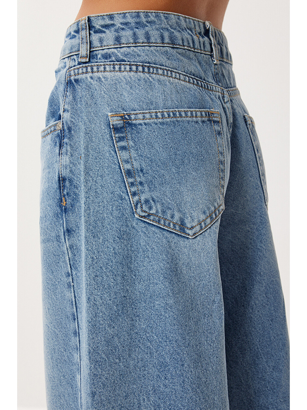 Mavi Yüksek Bel Balon Baggy Jean P0112 ORTA MAVİ LRI0018-4
