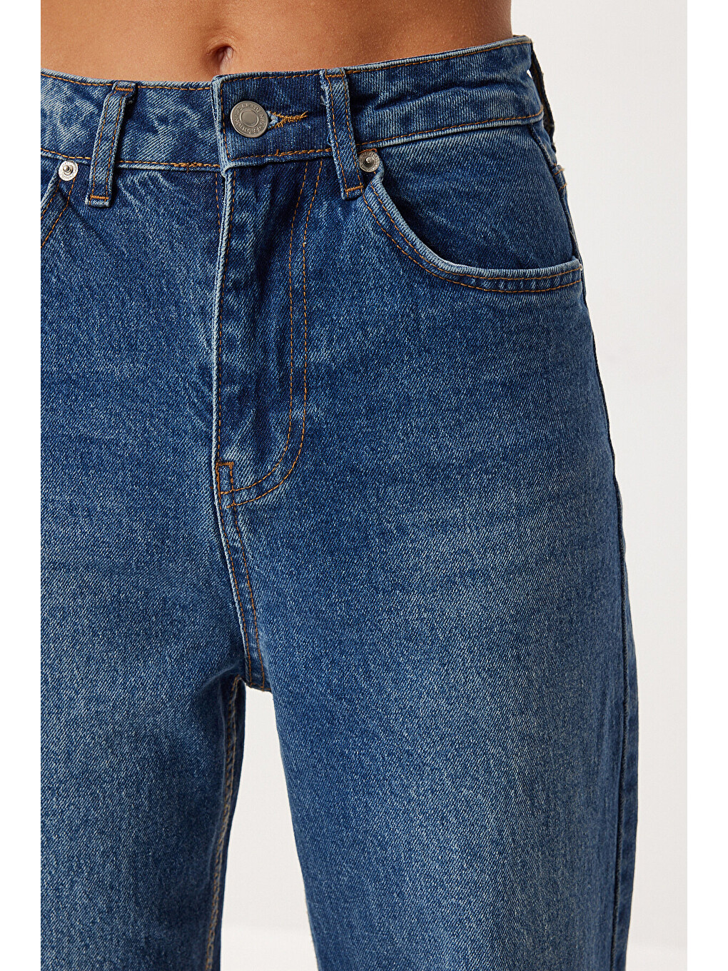 Mavi Düz Paça Yüksek Bel Jean P0297 MAVİ LRI0015-3
