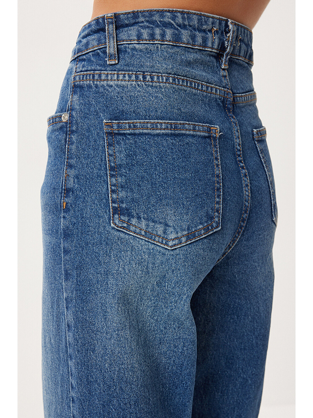 Mavi Düz Paça Yüksek Bel Jean P0297 MAVİ LRI0015-4