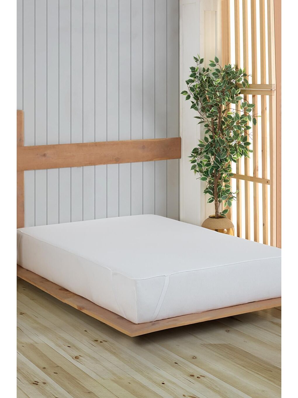 Beyaz Çift Kişilik 160x200cm Yatak Koruyucu Sıvı Geçirmez Alez-2