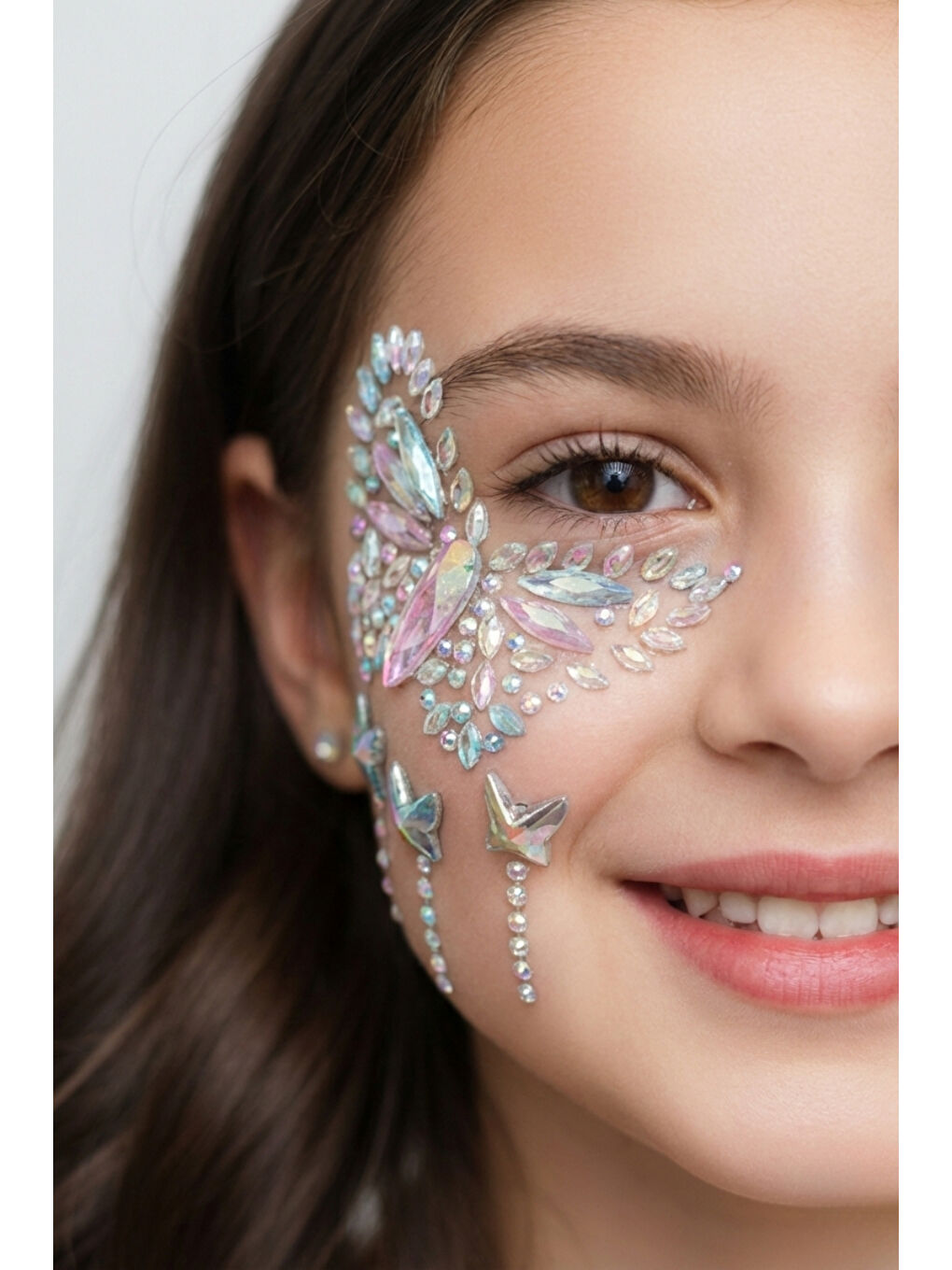 Pembe  Kelebek Desenli Kız Çocuk Yüz Sticker