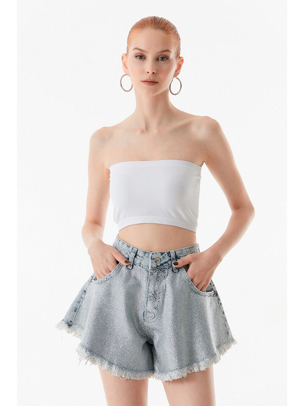 Beyaz Basic Fitilli Büstiyer-2