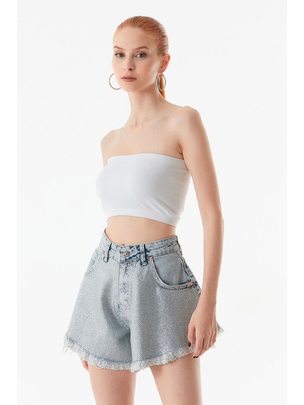 Beyaz Basic Fitilli Büstiyer-3