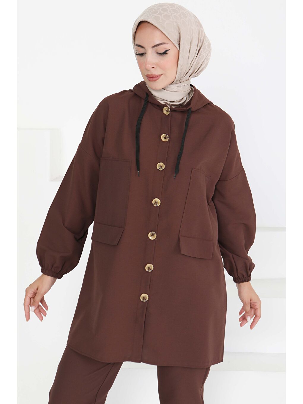 Kahverengi Tunik Pantolon İkİli Takım Kahve - 27290-1