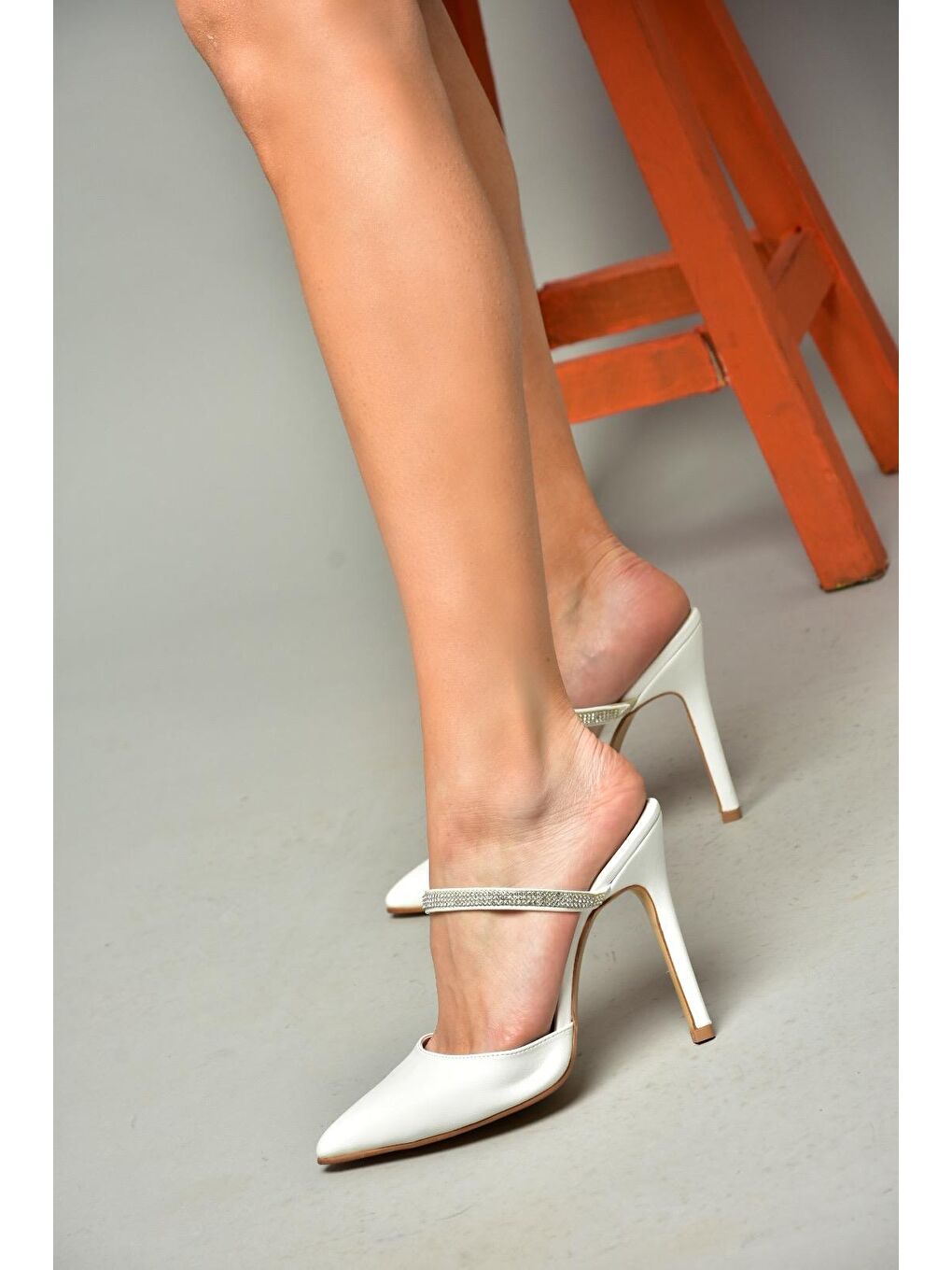 S3726564 Beyaz Kadın Topuklu Terlik-4