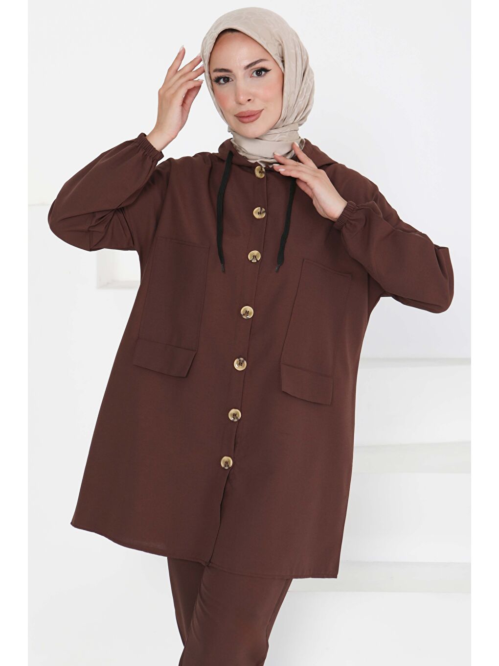 Kahverengi Tunik Pantolon İkİli Takım Kahve - 27290-3