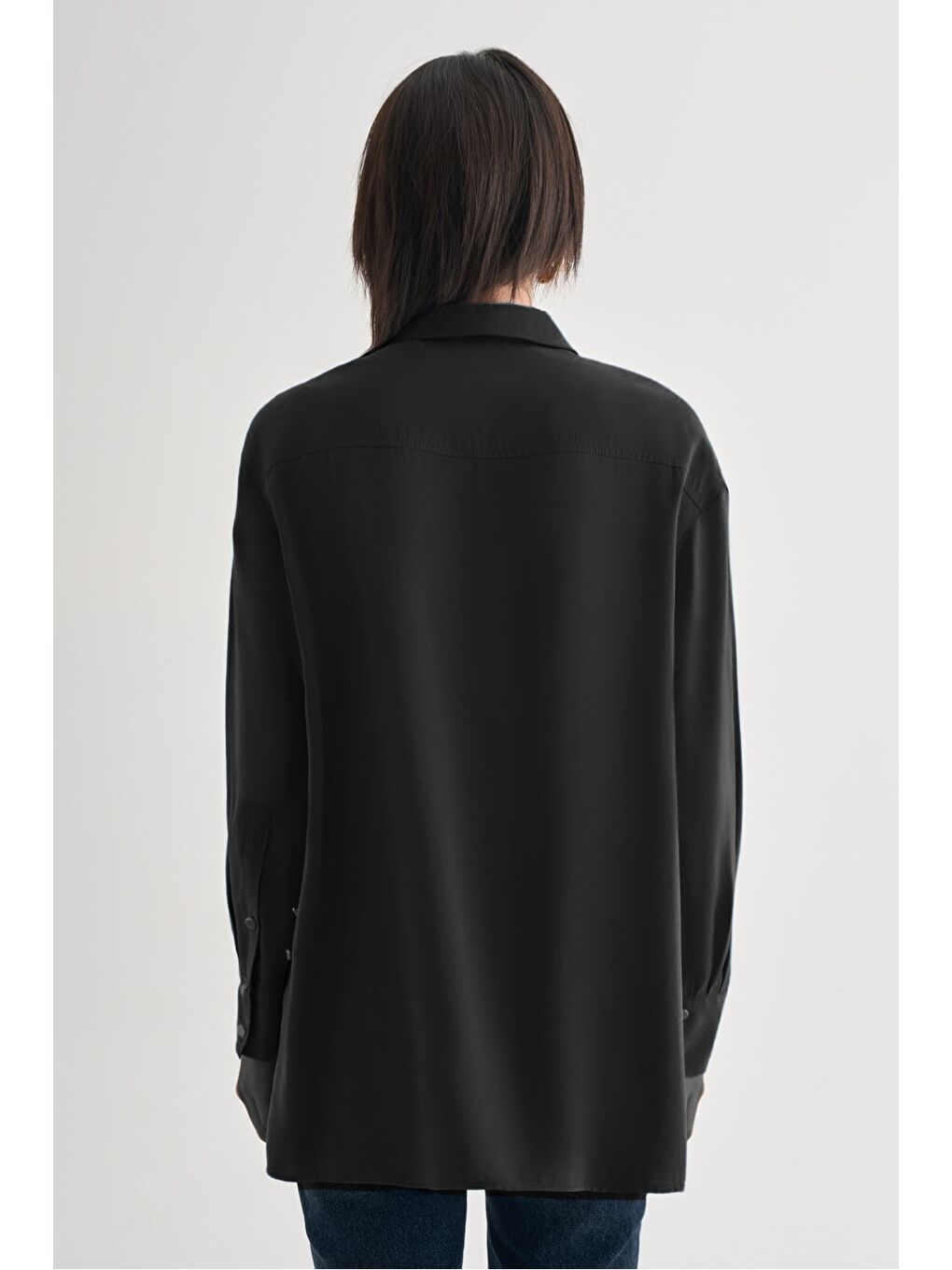 Yan Düğme Detaylı Premium Modal Siyah Tunik-2