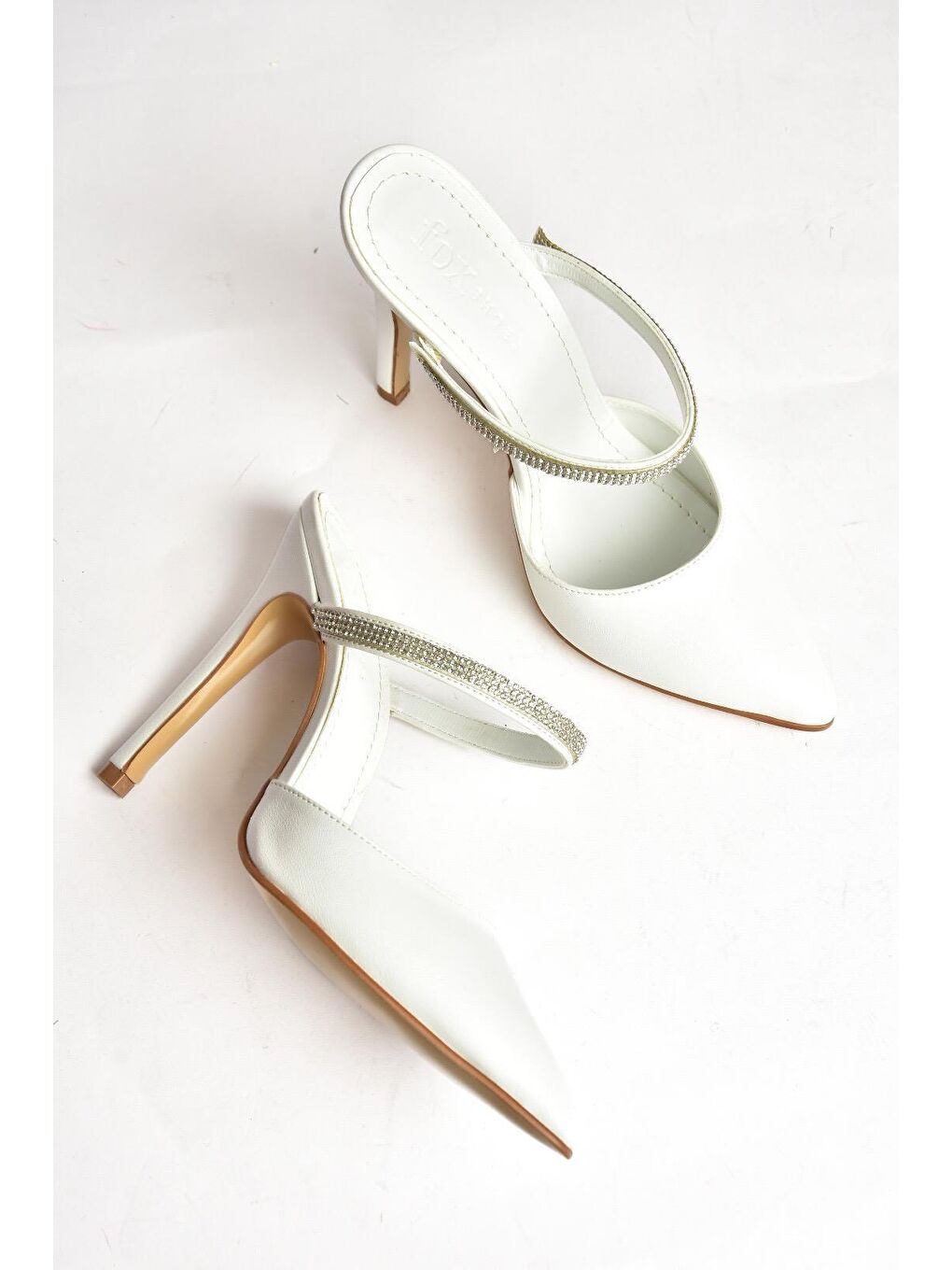 S3726564 Beyaz Kadın Topuklu Terlik-3