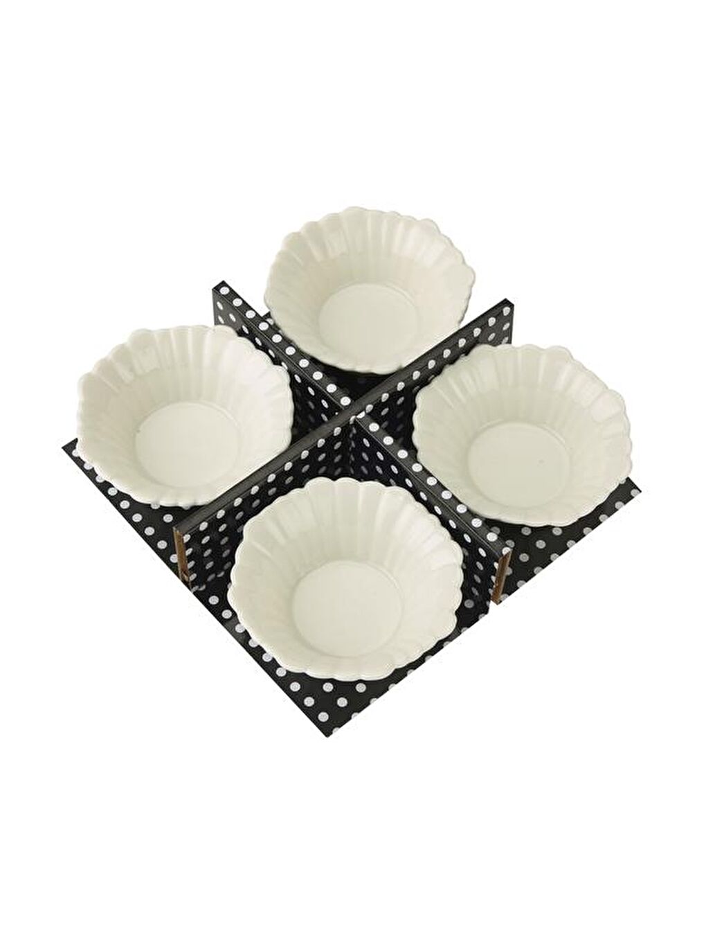 4'lü Porselen Yuvarlak Çerezlik - Beyaz - 7 cm-2