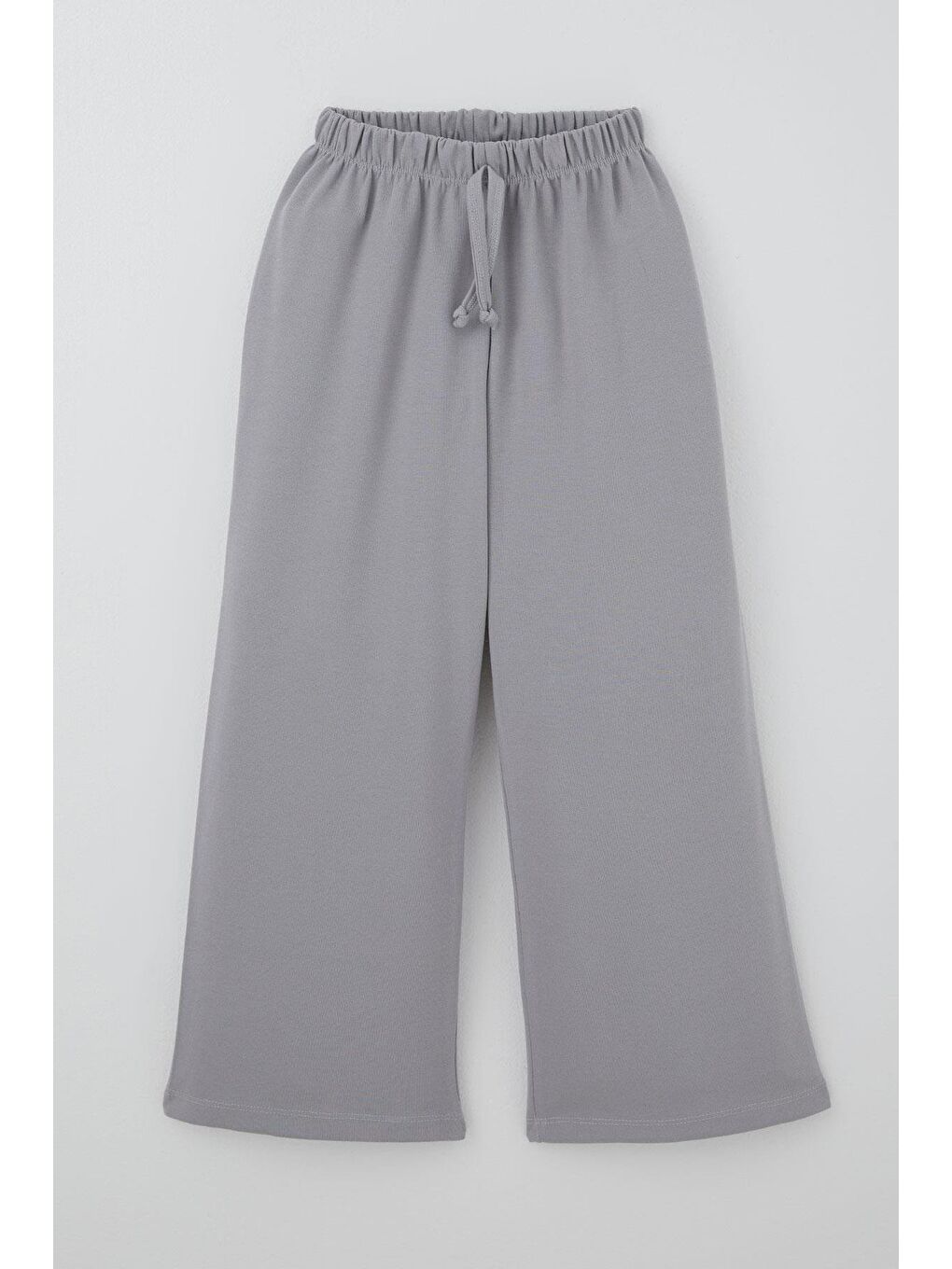 Kız Çocuk Pantolon Bağcık Aksesuarlı Beli Lastikli Gri (6-10 Yaş)