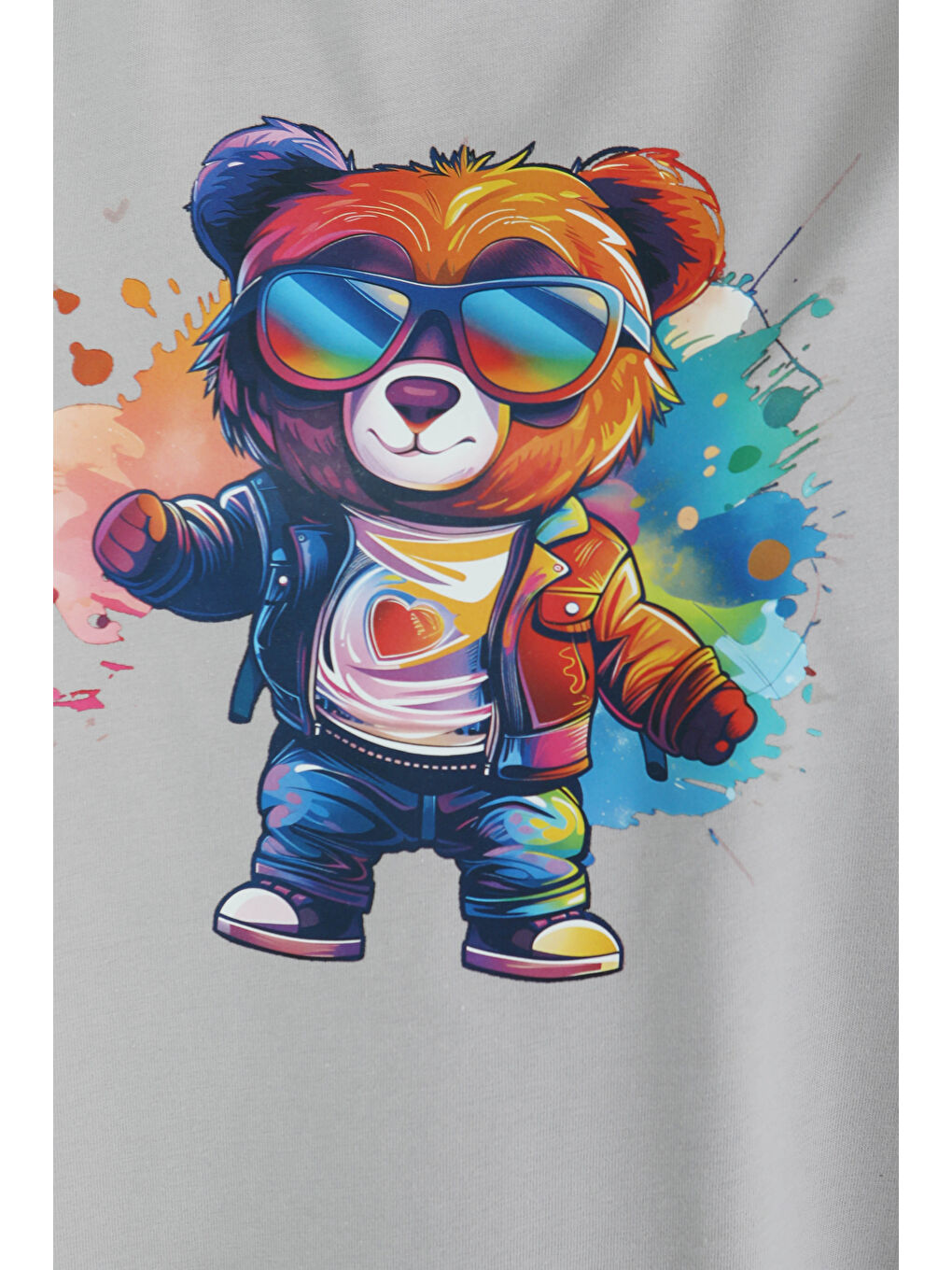 Baskılı Kısa Kollu T-Şhirt Gri - 27349-3