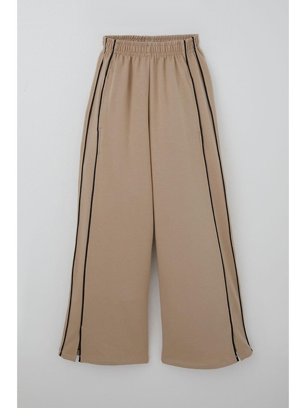 Kız Çocuk Eşofman Altı Yanları Çift Biyeli Cepli Paçası Yırtmaçlı Bej (9-14 Yaş)-2