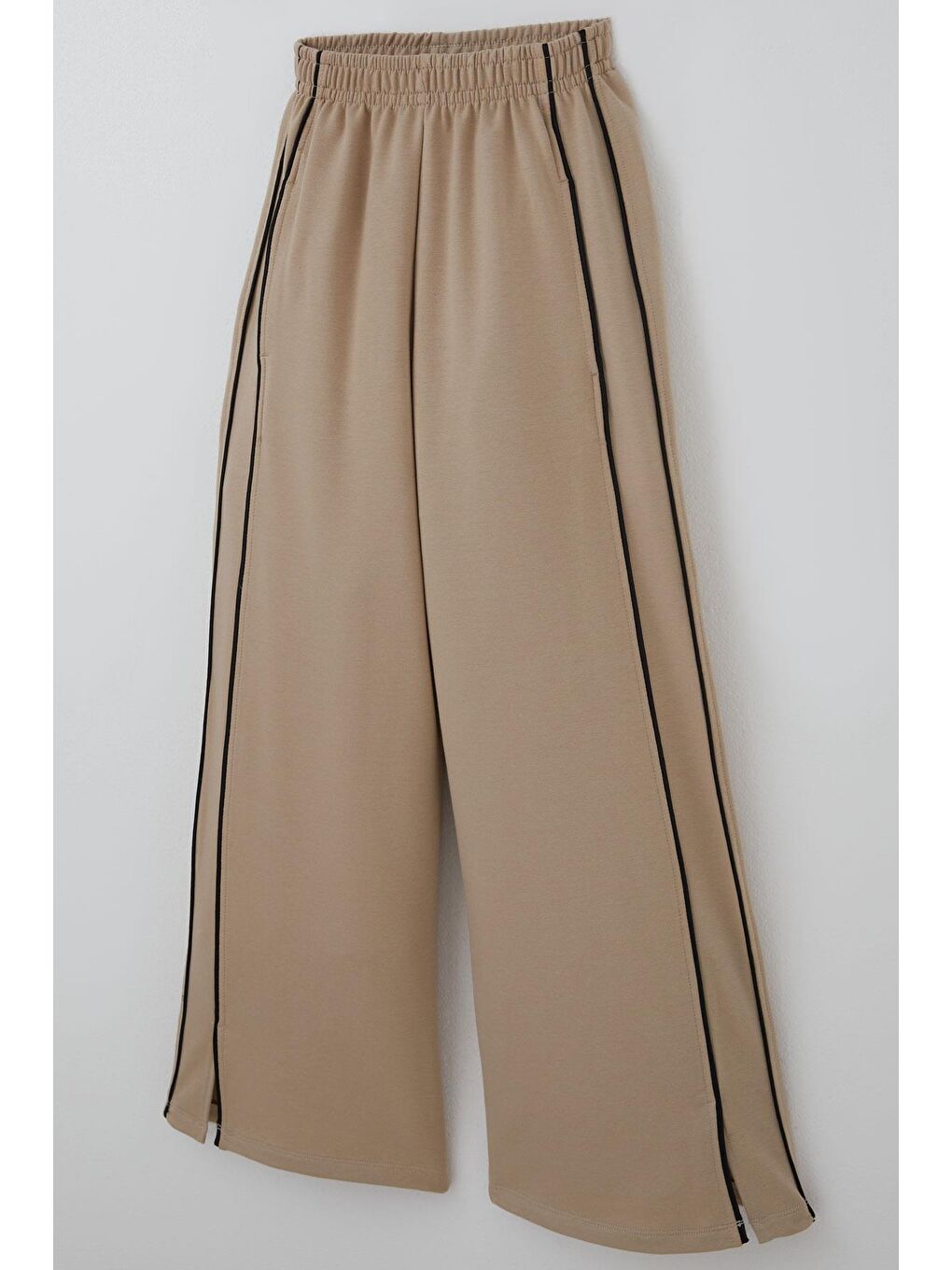 Kız Çocuk Eşofman Altı Yanları Çift Biyeli Cepli Paçası Yırtmaçlı Bej (9-14 Yaş)-4