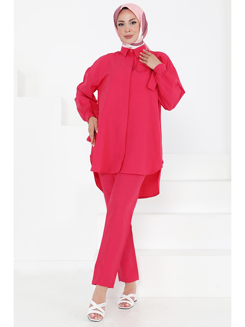 Fuşya Kol Detaylı İkili Takım Fusya - 27085-4