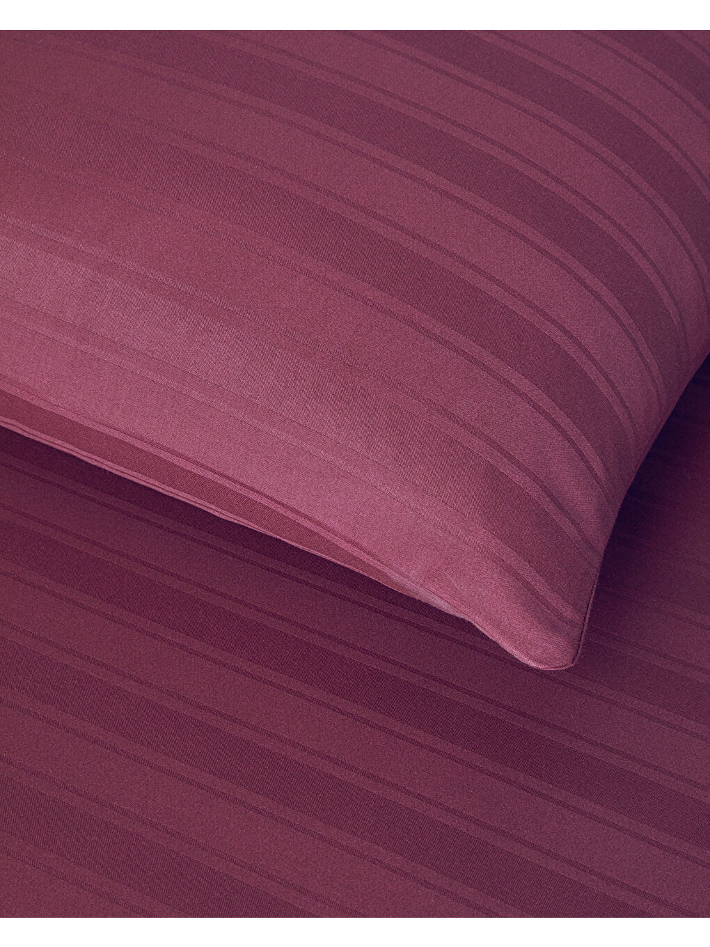 Lior Çizgili Pamuk Saten King Size Nevresim Takımı Koyu Mürdüm-3