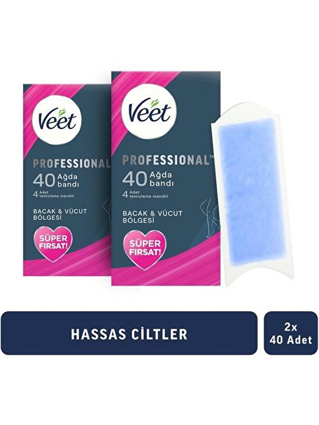 Veet Renksiz Professional Hassas Ciltler İçin Ağda Bandı 40 lı x 2 Adet