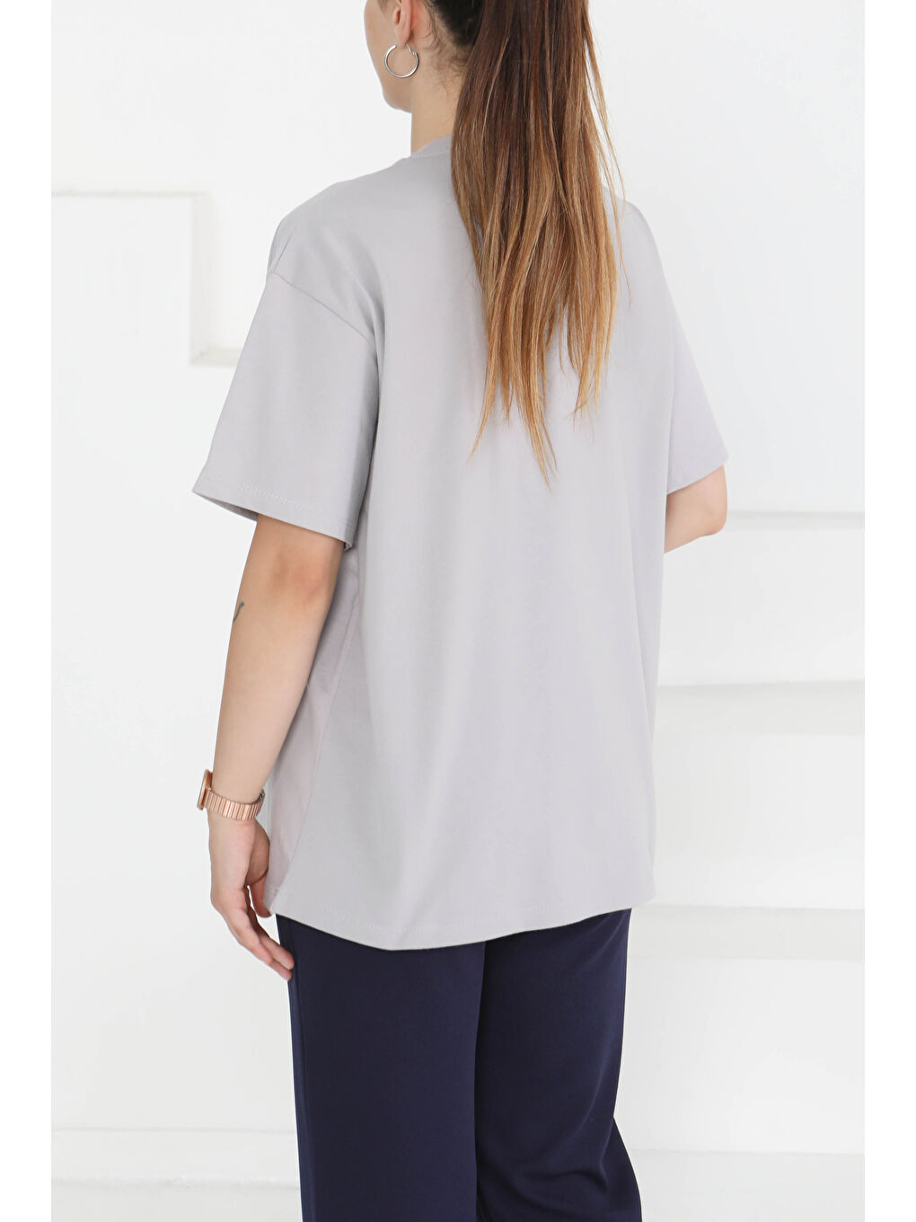 Baskılı Kısa Kollu T-Şhirt Gri - 27349-4