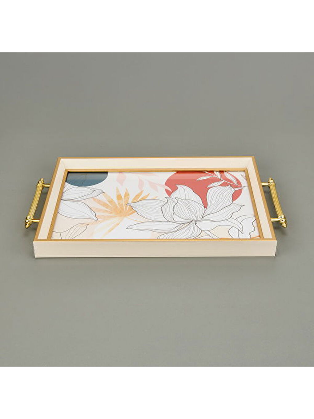 Karışık Kitchen Çiçek Desenli Tepsi - Renkli - 49 cm-2