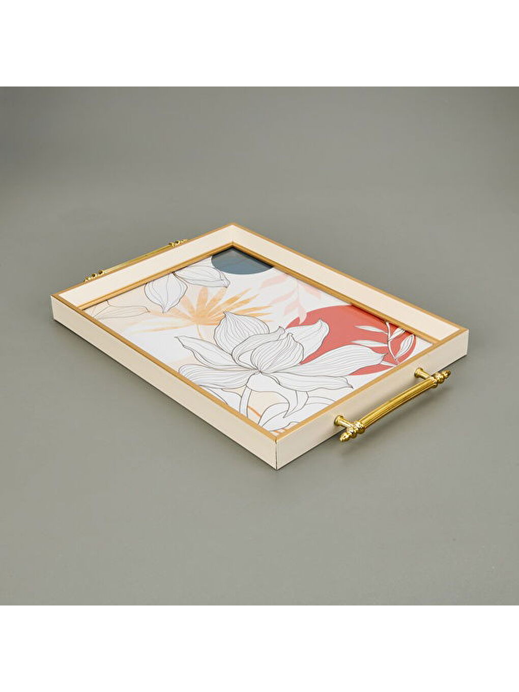 Karışık Kitchen Çiçek Desenli Tepsi - Renkli - 49 cm-3