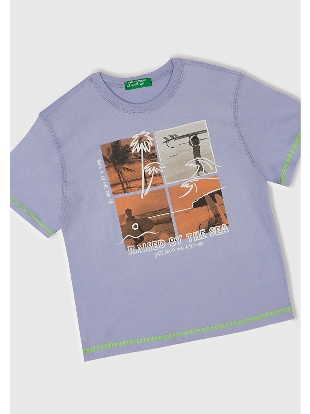 Erkek Çocuk Mor Fotoğraf Baskılı Kabartma Detaylı Kontrastlı T-Shirt-1