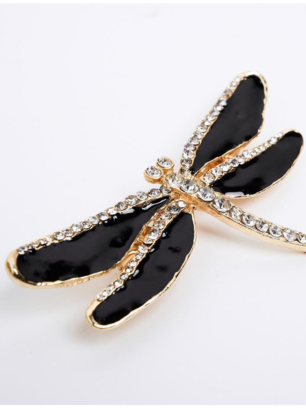 Sarı Altın Yusufçuk Figürlü Taş Detaylı Broş-1