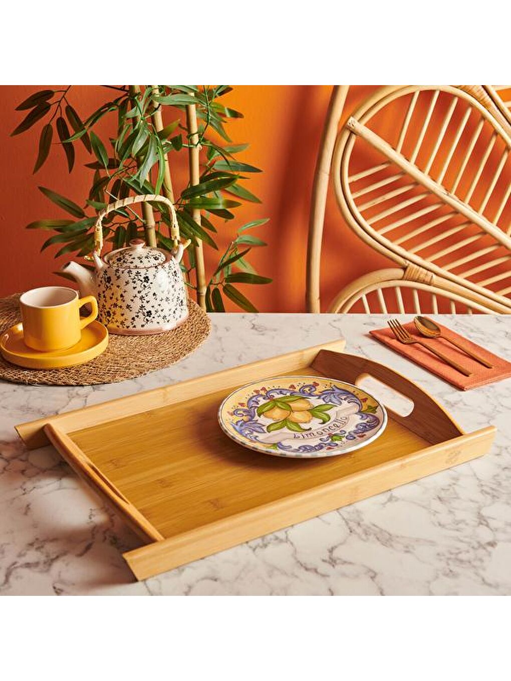 Kahverengi Mensa Dikdörtgen Tepsi - Orta