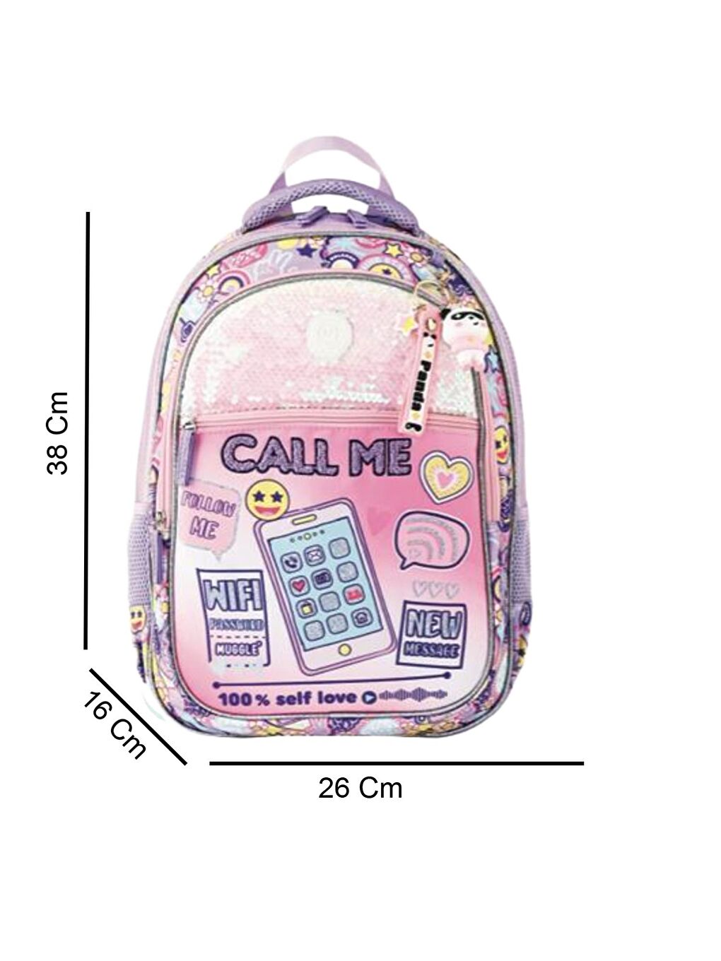 3 Bölmeli Call Me Okul Çantası + Beslenme Çantası + Kalemlik Lila 2 Li Set-2