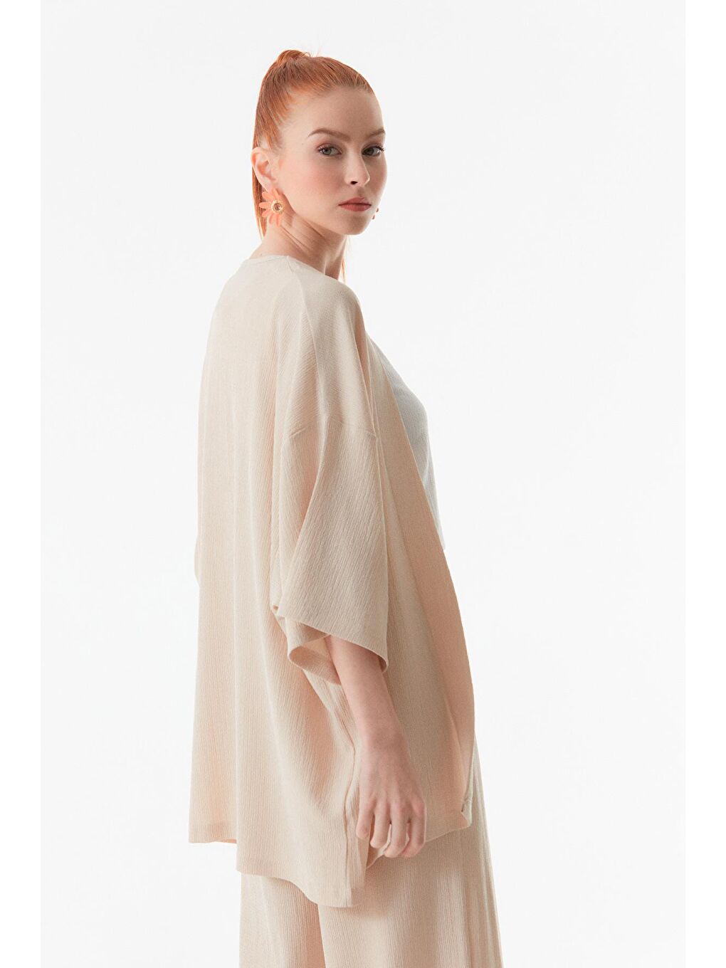 Bej Bürümcük Kumaş Şal Yaka  3 Lü Takım-4