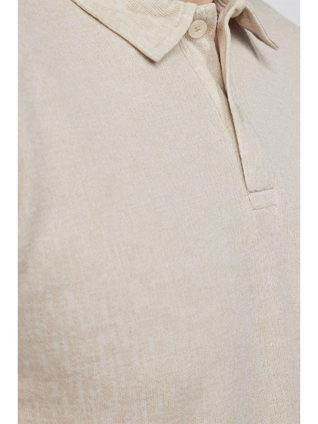 Bej Erkek Slim Fit Dar Kesim Pamuklu Örme Taş Renk Polo Yaka Tişört-4