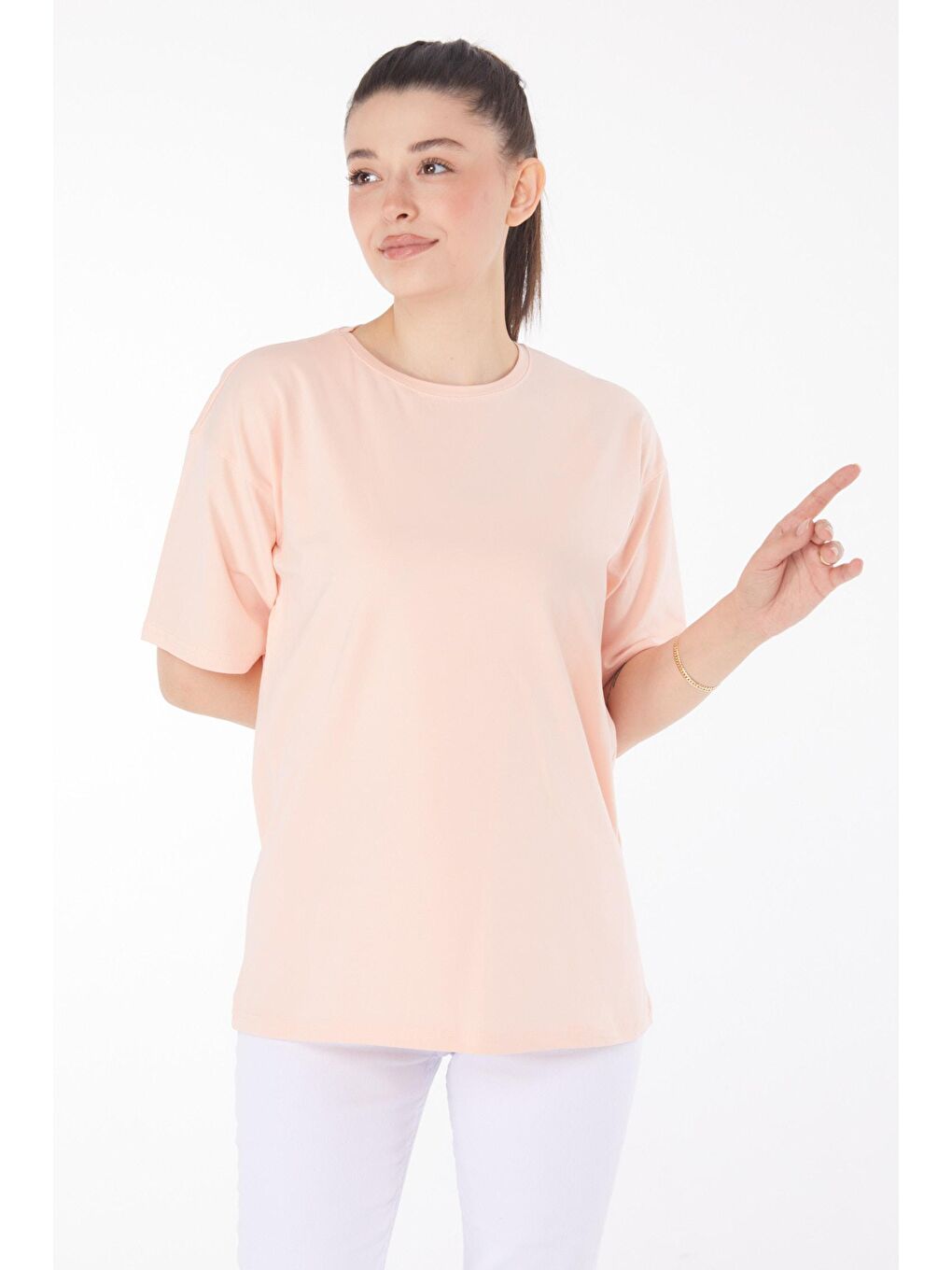 TOFİSA Lila Düz Bisiklet Yaka Kadın Lila T-Shirt - 25850 - 2