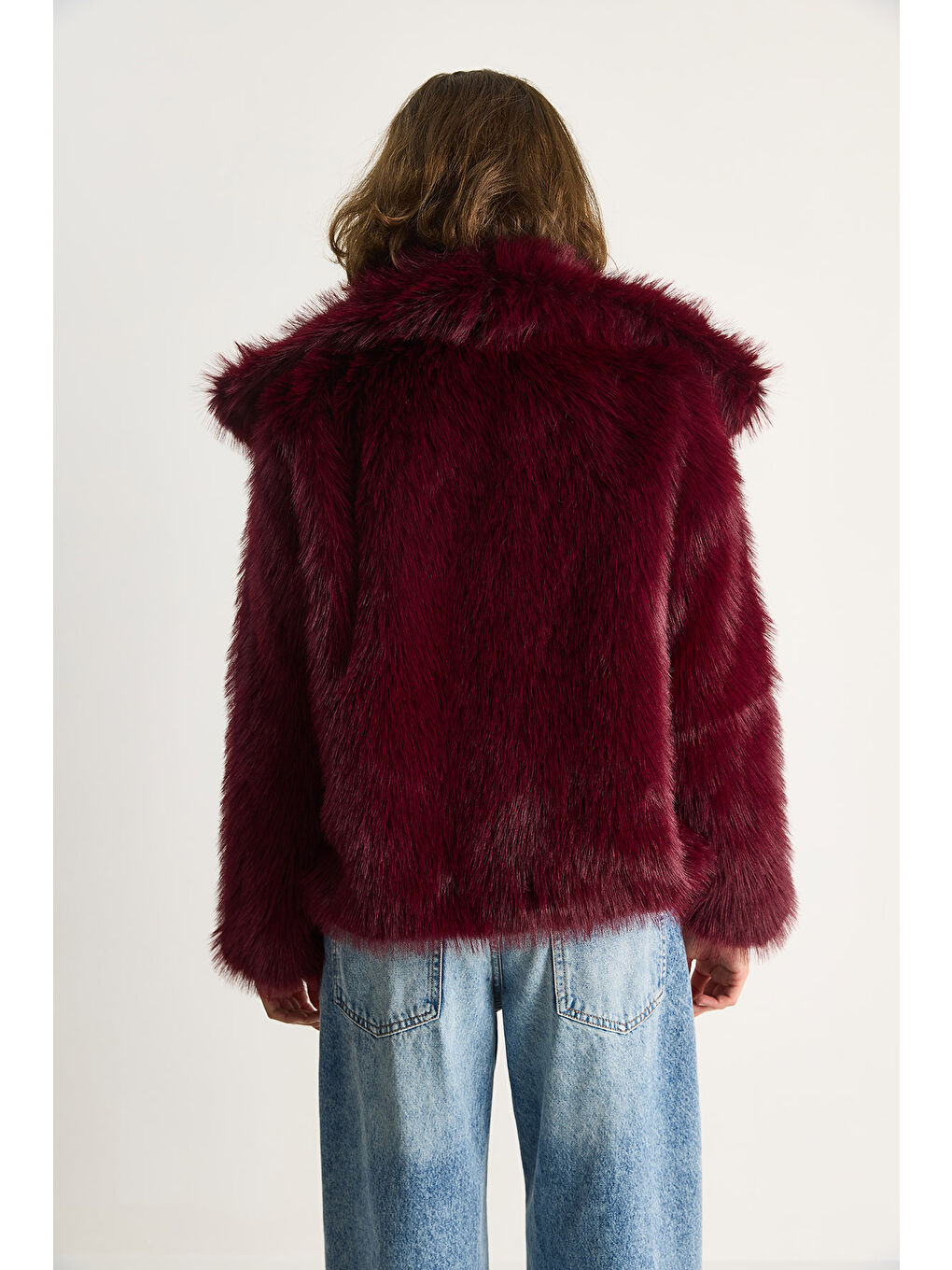 Bordo Kadın Kürklü Araboy Mont-7