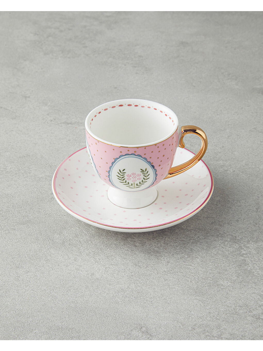 Retro Vibe New Bone China 4 Parça 2 Kişilik Kahve Fincan Takımı 100 ml Pembe-2