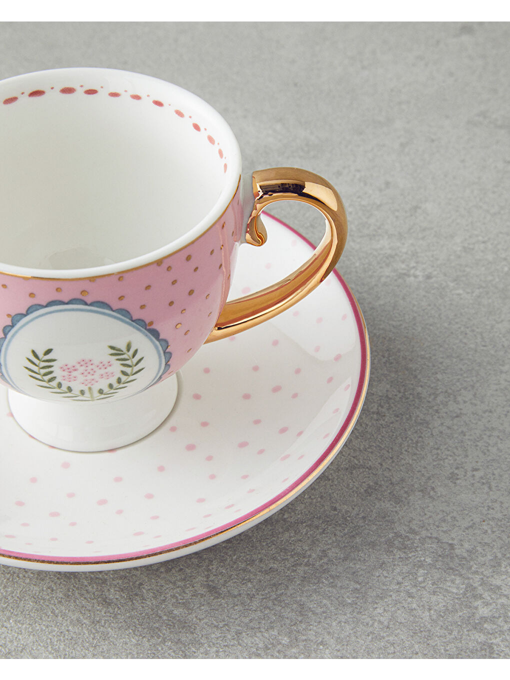 Retro Vibe New Bone China 4 Parça 2 Kişilik Kahve Fincan Takımı 100 ml Pembe-3