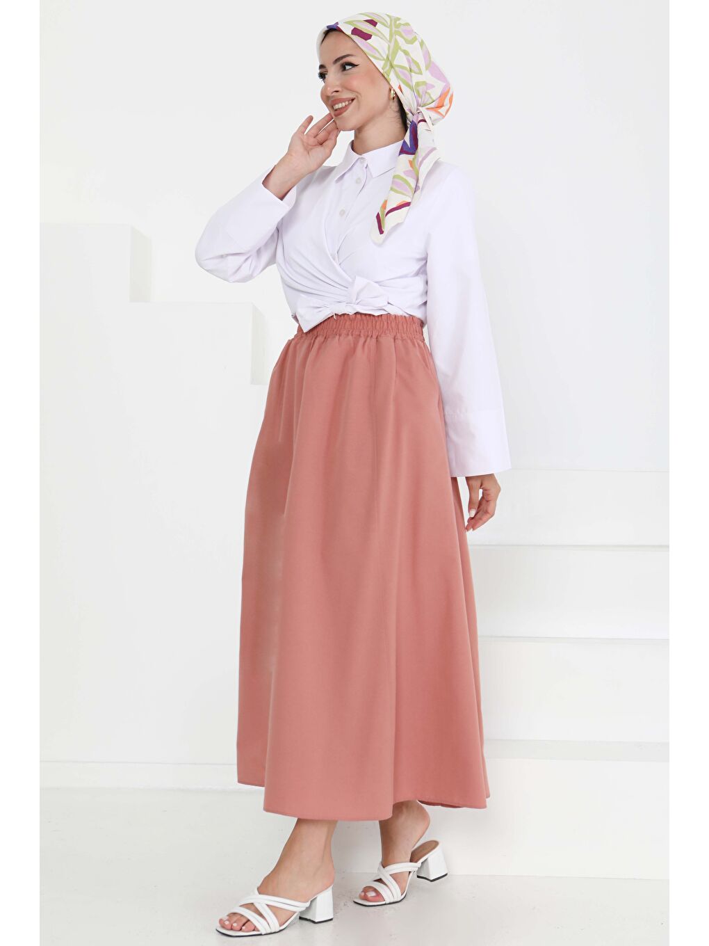 Pembe Cepli Keten Etek Gül - 27294-2