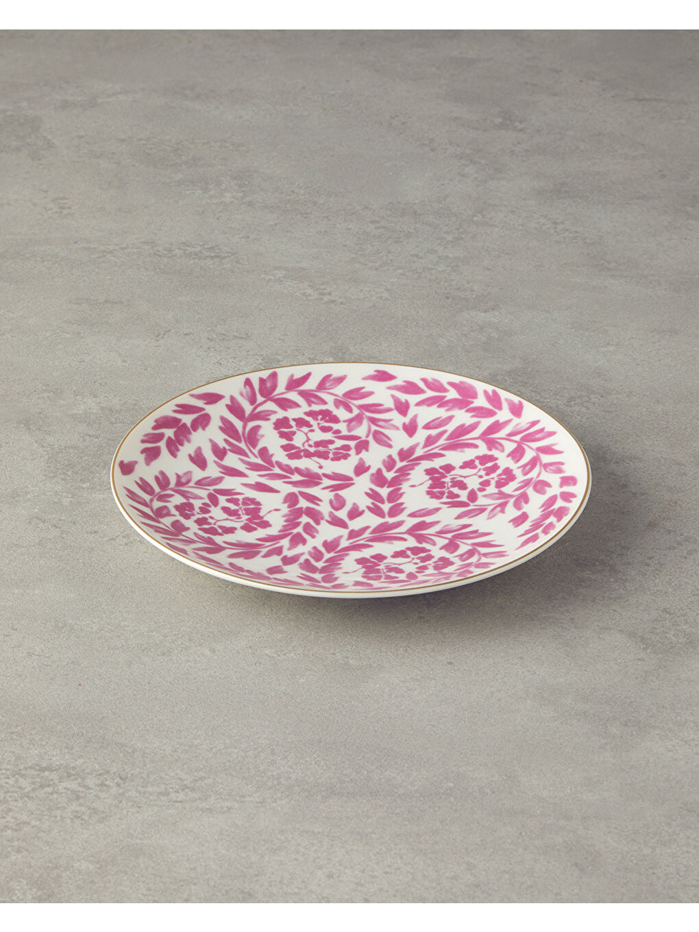 Carnival Floral Bone Porselen Pasta Tabağı 20 cm Fuşya-Beyaz-1