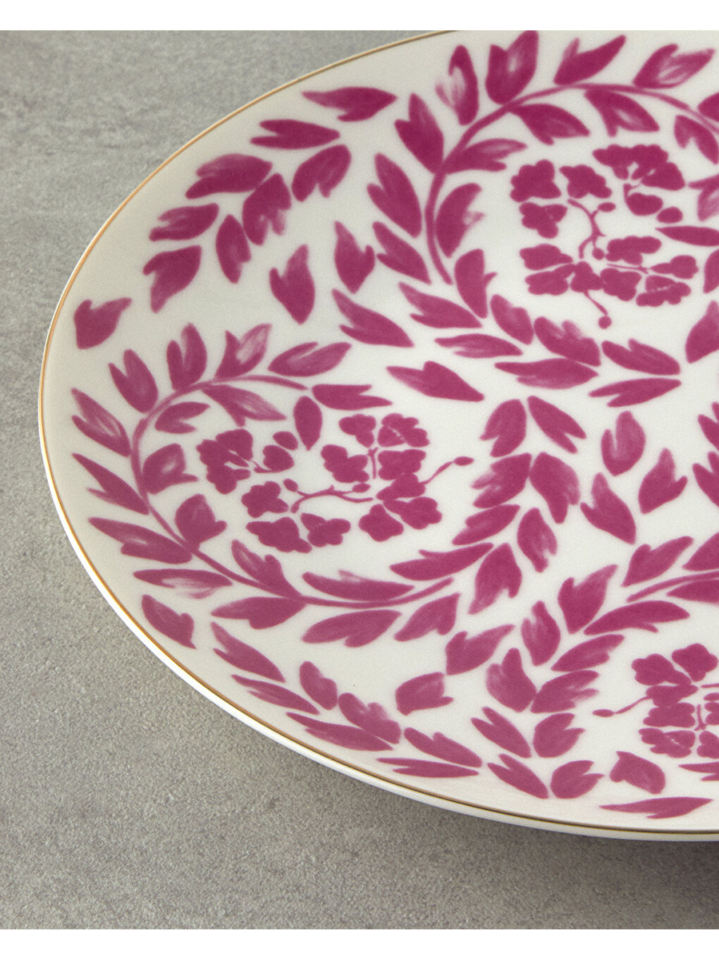 Carnival Floral Bone Porselen Pasta Tabağı 20 cm Fuşya-Beyaz-2