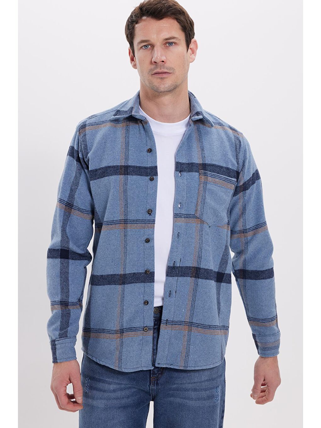 Mavi Erkek Regular Fit Rahat Kesim Kışlık Kareli Oduncu Gömlek-1