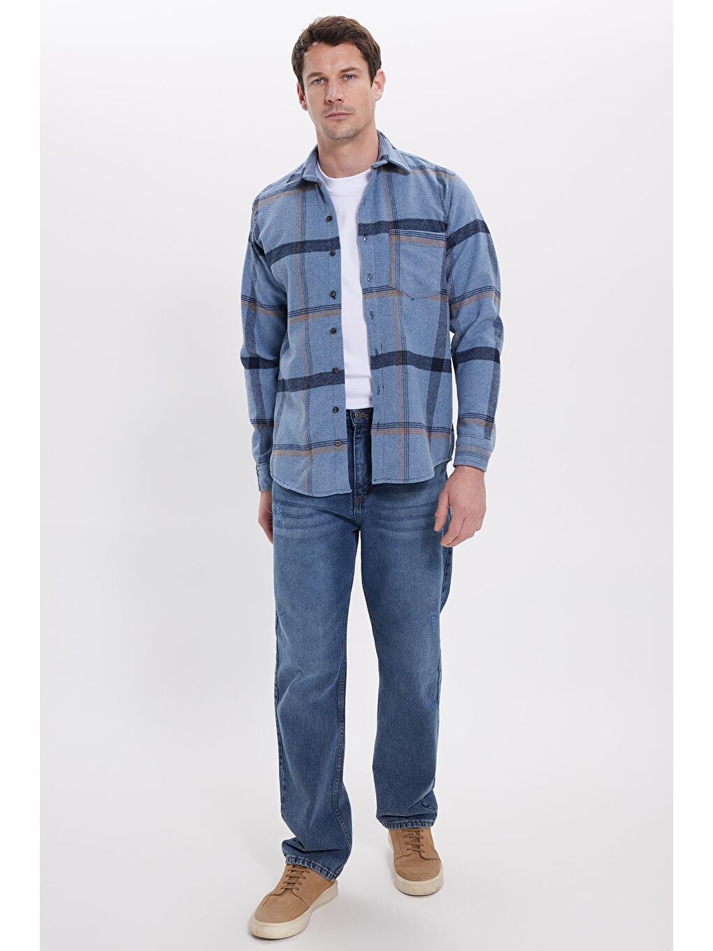 Mavi Erkek Regular Fit Rahat Kesim Kışlık Kareli Oduncu Gömlek-3