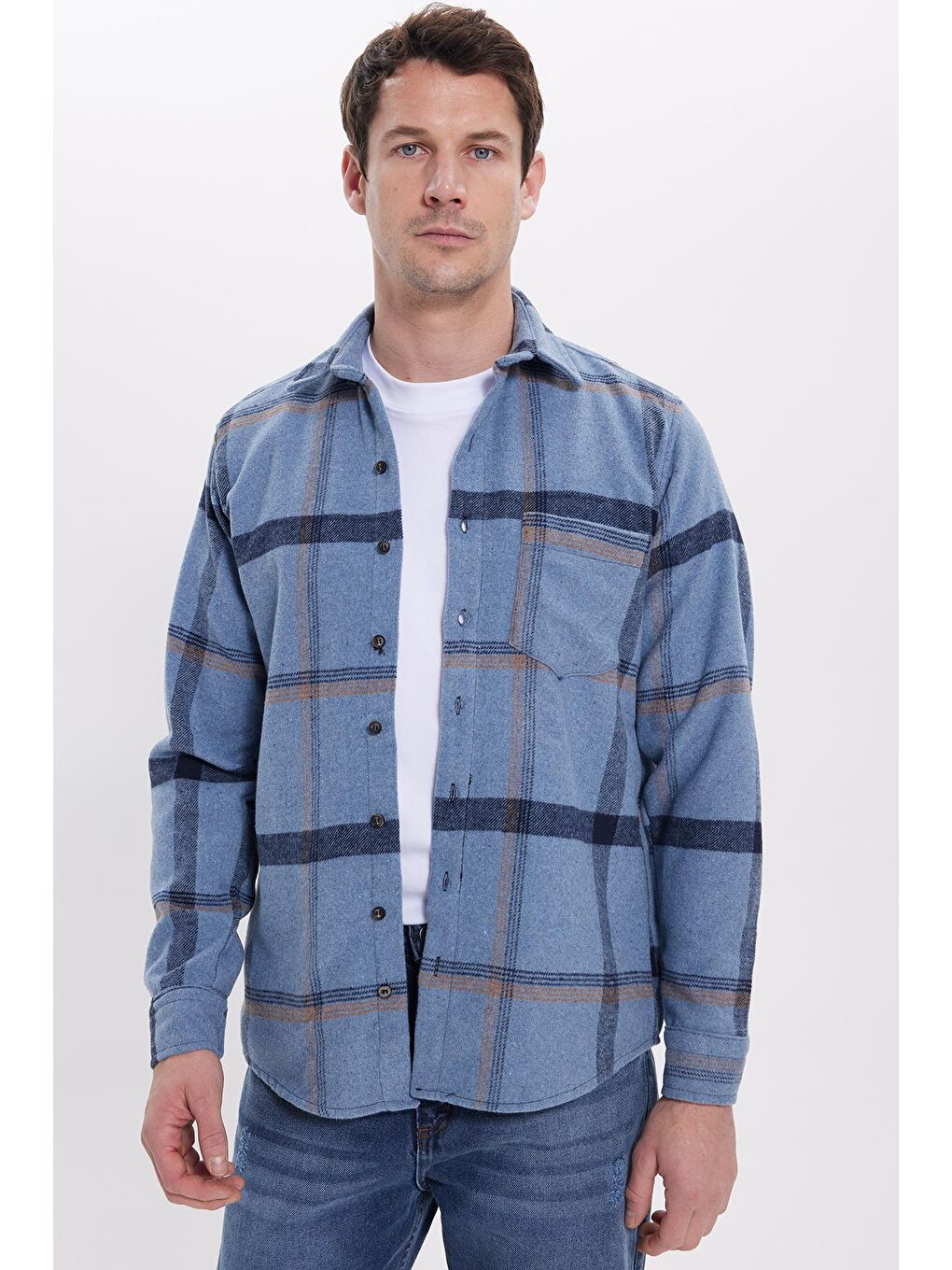 Mavi Erkek Regular Fit Rahat Kesim Kışlık Kareli Oduncu Gömlek-4