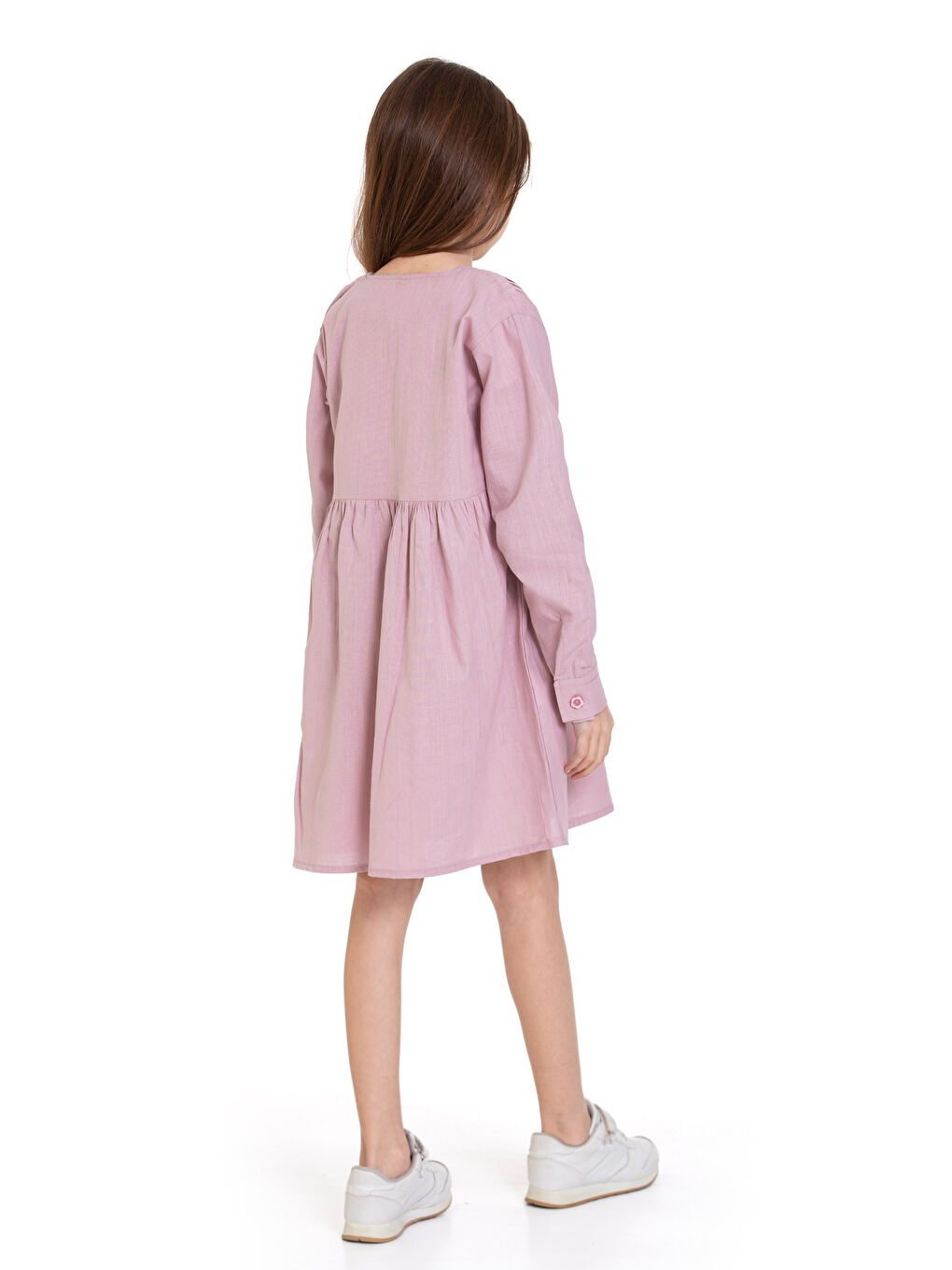 Pembe Kız Çocuk Pile Fırfır Detaylı Elbise P1017-3