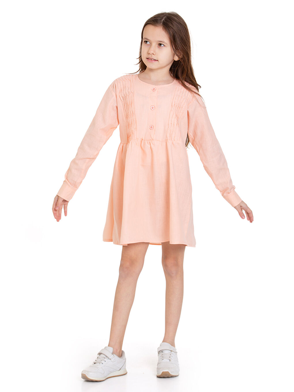 Pembe Kız Çocuk Pile Fırfır Detaylı Elbise P1017