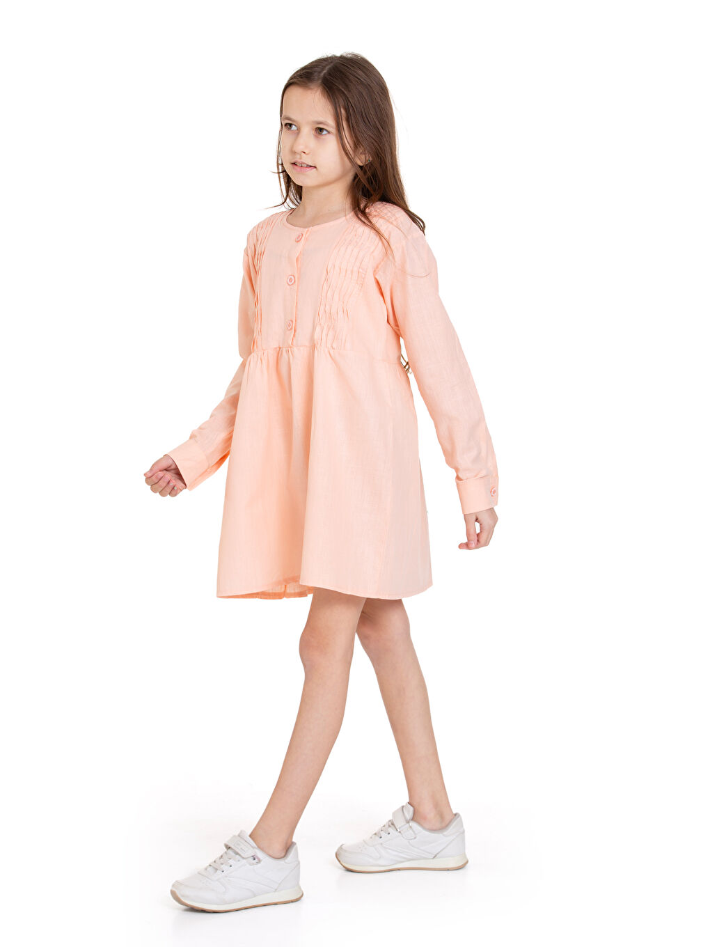 Pembe Kız Çocuk Pile Fırfır Detaylı Elbise P1017-1