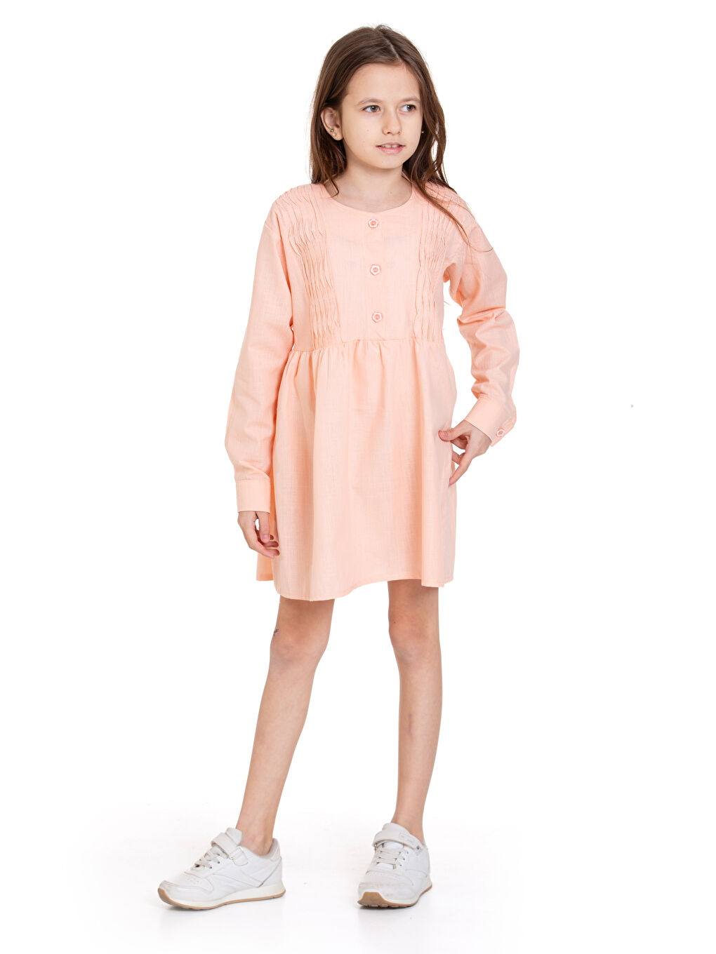 Pembe Kız Çocuk Pile Fırfır Detaylı Elbise P1017-2